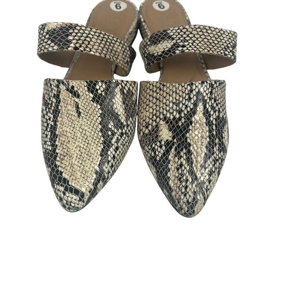 ABLE Joselyne Mule Flats Size 6 Pointy Toe Slip On Reptile Snake Python Embossed - Picture 5 of 10